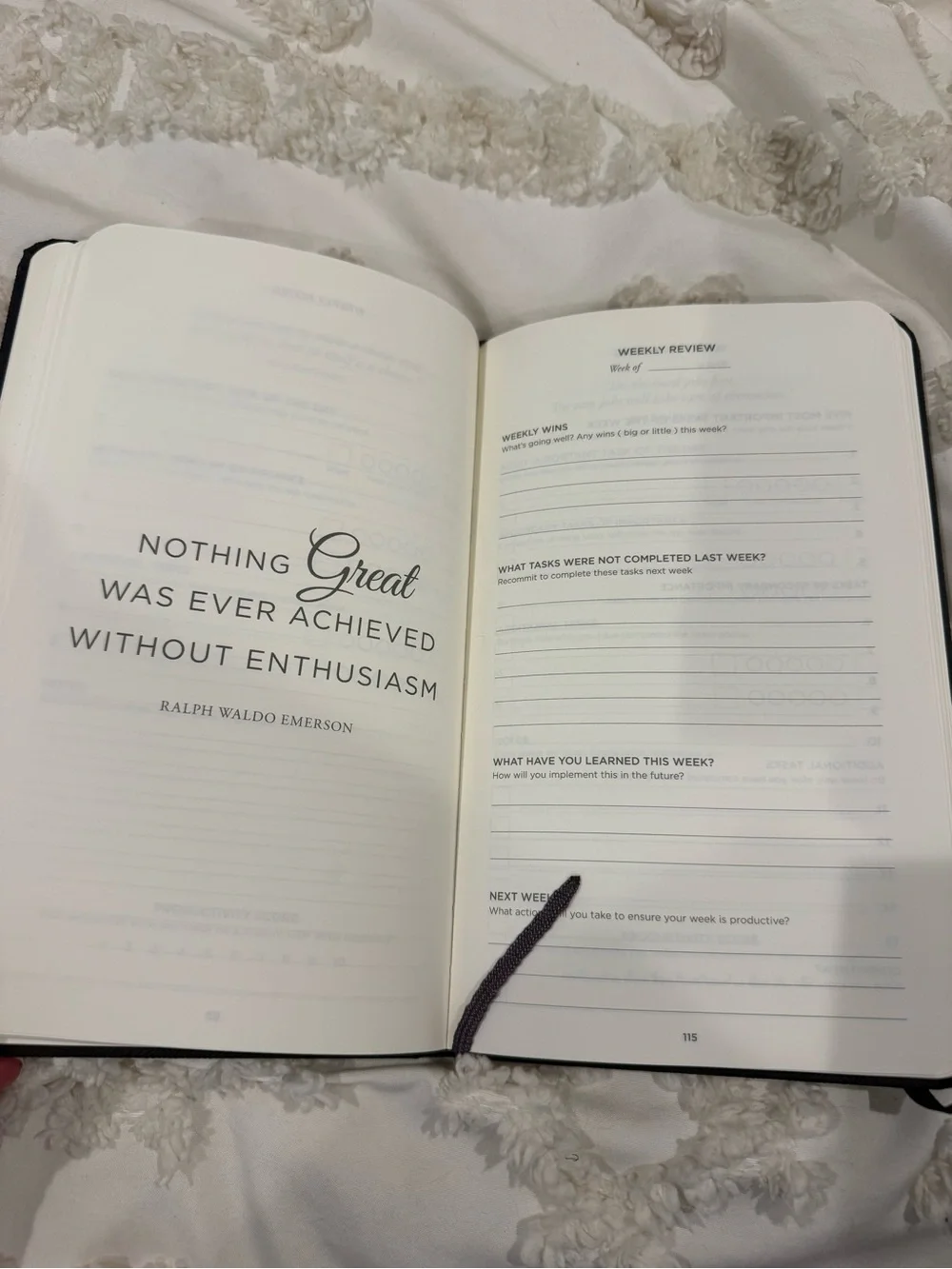 Black Productivity Planner Notebook with Gold Foil